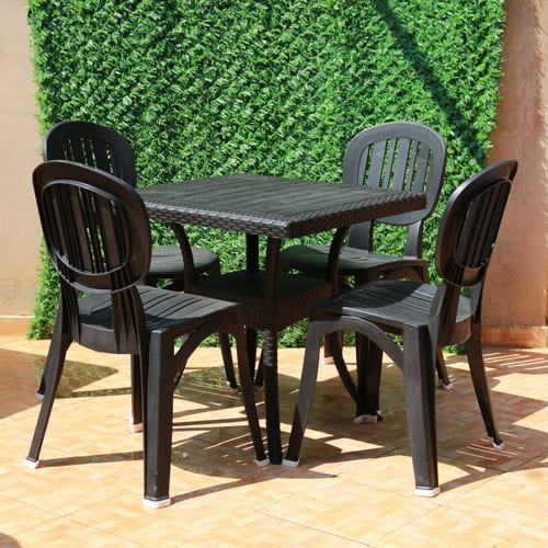 Table Carré Tréssée Pieds Droits + 4 Chaise antidérapante sans accoudoirs – Image 2