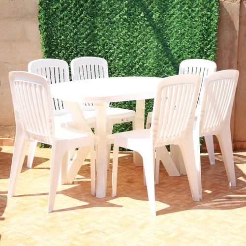 Table Pieds Croisés 1.20×0.80 cm + 6 Chaises bistro