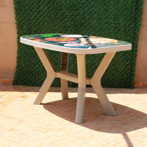 Table décoré pieds croisés 1.20 cm × 0.80 cm