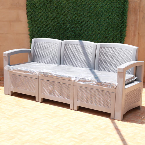 Salon plastique tressé Trois (3)places d'extérieur élégant et pratique