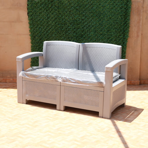 Salon plastique tressé Deux (2)places élégant pour jardin moderne