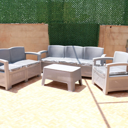 Salon plastique tressé Six (6) Places modernes pour jardin