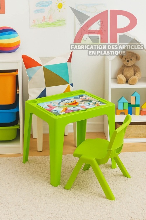 Bureau coloré et ludique avec chaises pour enfants